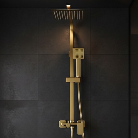 BATERIA PRYSZNICOWA Z DESZCZOWNICĄ ŁAZIENKOWA NATRYSKOWA REN ZŁOTA