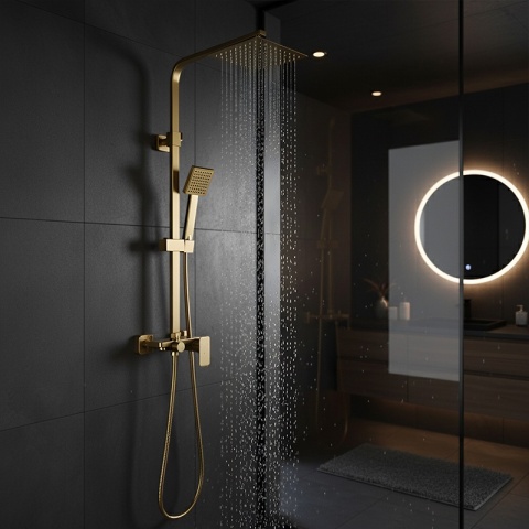 BATERIA PRYSZNICOWA Z DESZCZOWNICĄ ŁAZIENKOWA NATRYSKOWA REN ZŁOTA