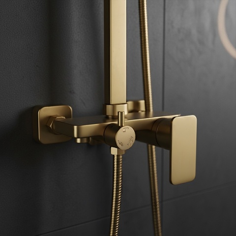BATERIA PRYSZNICOWA Z DESZCZOWNICĄ ŁAZIENKOWA NATRYSKOWA REN ZŁOTA