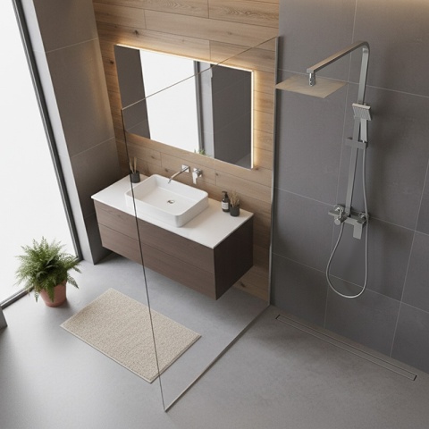 BATERIA PRYSZNICOWA Z DESZCZOWNICĄ ŁAZIENKOWA NATRYSKOWA REN CHROM