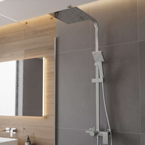 BATERIA PRYSZNICOWA Z DESZCZOWNICĄ ŁAZIENKOWA NATRYSKOWA REN CHROM