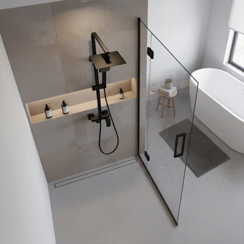 BATERIA PRYSZNICOWA Z DESZCZOWNICĄ ŁAZIENKOWA NATRYSKOWA REN CZARNA