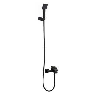 BATERIA WANNOWA ŚCIENNA PRYSZNICOWA NATRYSKOWA ZESTAW F302B-BL CZARNA