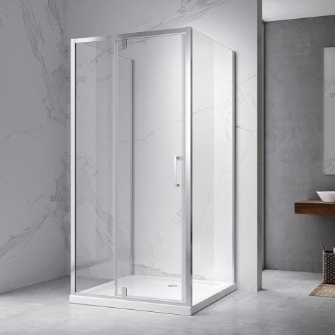 KABINA PRYSZNICOWA PROSTOKĄTNA 3-ŚCIENNA ZES-KZ23D-100X90 CHROM 100x90 CM