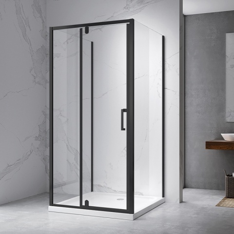 KABINA PRYSZNICOWA PROSTOKĄTNA 3-ŚCIENNA ZES-KZ23D-BL-100X100 CZARNA 100x100 CM