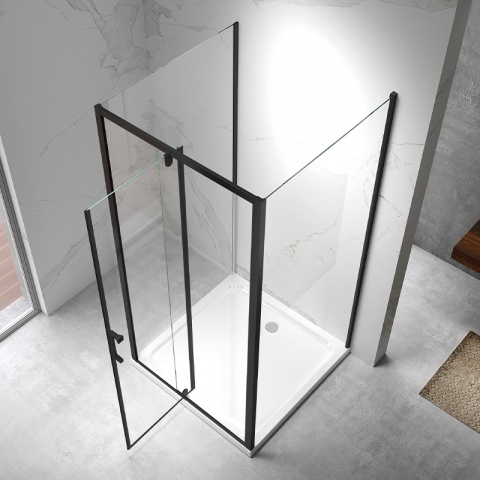 KABINA PRYSZNICOWA PROSTOKĄTNA 3-ŚCIENNA ZES-KZ23D-BL-100X90 CZARNA 100x90 CM