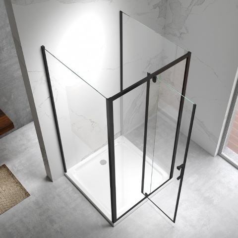 KABINA PRYSZNICOWA PROSTOKĄTNA 3-ŚCIENNA ZES-KZ23D-BL-100X90 CZARNA 100x90 CM