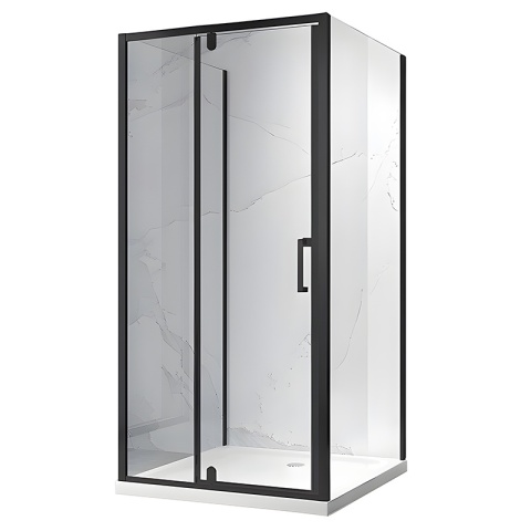 KABINA PRYSZNICOWA PROSTOKĄTNA 3-ŚCIENNA ZES-KZ23E-BL-110X100 CZARNA 110x100 CM