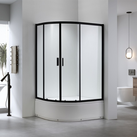 KABINA PRYSZNICOWA Z WYSOKIM BRODZIKIEM MAJA LEWA CZARNA 115x85CM SZKŁO 5MM