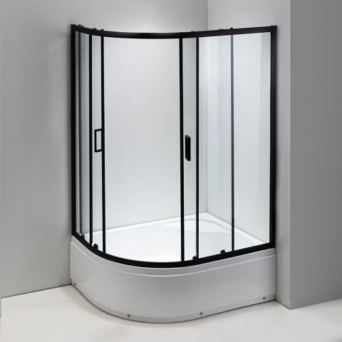 KABINA PRYSZNICOWA Z WYSOKIM BRODZIKIEM MAJA LEWA CZARNA 115x85CM SZKŁO 5MM