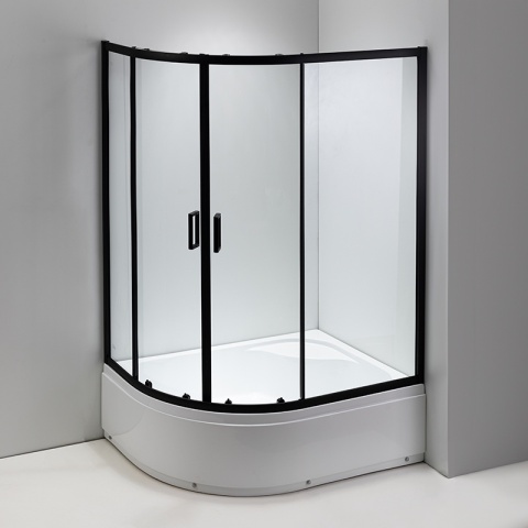 KABINA PRYSZNICOWA Z WYSOKIM BRODZIKIEM MAJA LEWA CZARNA 115x85CM SZKŁO 5MM