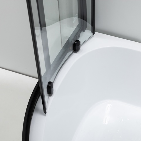 KABINA PRYSZNICOWA Z WYSOKIM BRODZIKIEM MAJA LEWA CZARNA 115x85CM SZKŁO 5MM