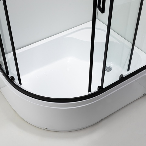 KABINA PRYSZNICOWA Z WYSOKIM BRODZIKIEM MAJA LEWA CZARNA 115x85CM SZKŁO 5MM