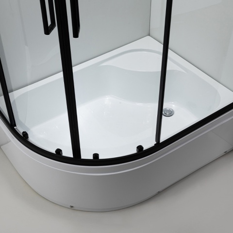 KABINA PRYSZNICOWA Z WYSOKIM BRODZIKIEM MAJA LEWA CZARNA 115x85CM SZKŁO 5MM