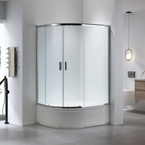 KABINA PRYSZNICOWA Z BRODZIKIEM MAJA LEWA MROŻONE SZKŁO CHROM 115x85CM 5MM