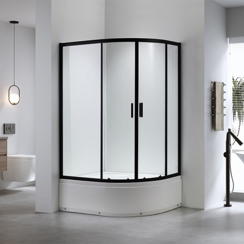 KABINA PRYSZNICOWA Z WYSOKIM BRODZIKIEM MAJA PRAWA CZARNA 115x85CM 5MM