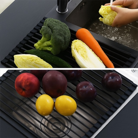 MATA DO SUSZENIA NACZYŃ ZWIJANY OCIEKACZ SUSZARKA NA ZLEW CZARNY AGAT-BL