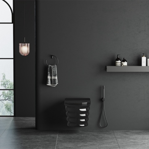 MISKA WC WISZĄCA TORNADO SKAL-BL CZARNY DESKA WOLNOOPADAJĄCA DUROPLAST