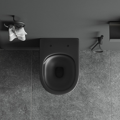 MISKA WC WISZĄCA TORNADO SKAL-MTB CZARNY MAT DESKA WOLNOOPADAJĄCA DUROPLAST