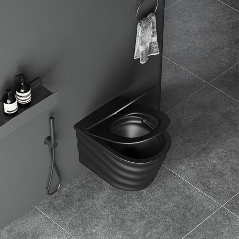 MISKA WC WISZĄCA TORNADO SKAL-MTB CZARNY MAT DESKA WOLNOOPADAJĄCA DUROPLAST