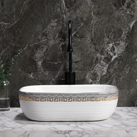 UMYWALKA NABLATOWA CERAMICZNA PROSTOKĄTNA MILO-WH-MOD2-455 BIAŁY POŁYSK 45x32 CM