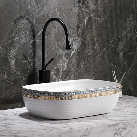 UMYWALKA NABLATOWA CERAMICZNA PROSTOKĄTNA MILO-WH-MOD2-455 BIAŁY POŁYSK 45x32 CM