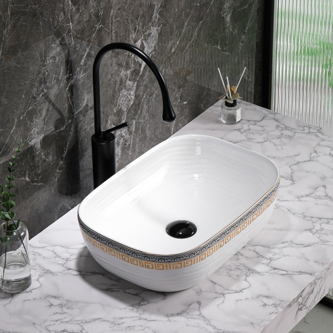 UMYWALKA NABLATOWA CERAMICZNA PROSTOKĄTNA MILO-WH-MOD2-455 BIAŁY POŁYSK 45x32 CM