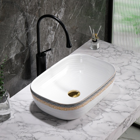 UMYWALKA NABLATOWA CERAMICZNA PROSTOKĄTNA MILO-WH-MOD2-455 BIAŁY POŁYSK 45x32 CM