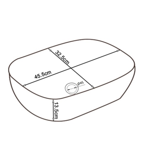 UMYWALKA NABLATOWA CERAMICZNA PROSTOKĄTNA MILO-WH-MOD2-455 BIAŁY POŁYSK 45x32 CM