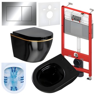 ZESTAW PODTYNKOWY WC STELAŻ TECE MISKA MIZU-BL-GL-RIM-02 PRZYCISK TC-9240401 CHROM