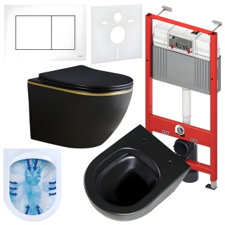 ZESTAW PODTYNKOWY WC STELAŻ TECE MISKA PEAK-MTB-GL-RIM-03 PRZYCISK TC-9240400 BIAŁY POŁYSK