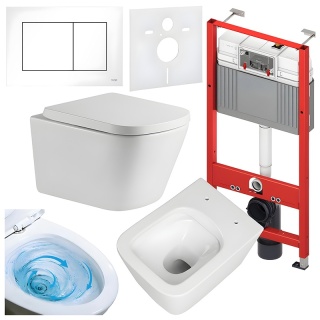 ZESTAW PODTYNKOWY WC STELAŻ TECE MISKA VIVA-WH-TR-02 PRZYCISK TC-9240400 BIAŁY POŁYSK