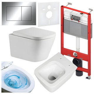 ZESTAW PODTYNKOWY WC STELAŻ TECE MISKA VIVA-WH-TR-02 PRZYCISK TC-9240401 CHROM