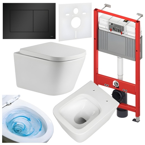 ZESTAW PODTYNKOWY WC STELAŻ TECE MISKA VIVA-WH-TR-02 PRZYCISK TC-9240407 CZARNY MAT