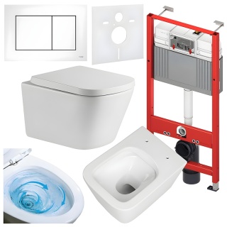 ZESTAW PODTYNKOWY WC STELAŻ TECE MISKA VIVA-WH-TR-02 PRZYCISK TC-9240417 BIAŁY MAT