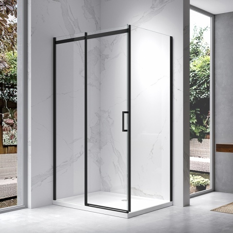 KABINA PRYSZNICOWA PROSTOKĄTNA ZES-KZ22E-BL-140X90 CZARNA 140X90 CM 8 MM