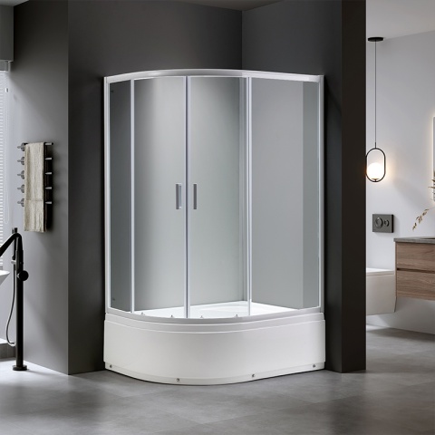 KABINA PRYSZNICOWA Z WYSOKIM BRODZIKIEM MAJA LEWA BIAŁA 115x85CM SZKŁO 5MM