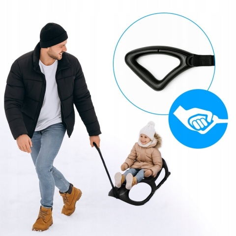 SANKI PLASTIKOWE DLA DZIECI DUŻE XXL STALOWE OKUCIA Z RĄCZKĄ OLAF CZARNE