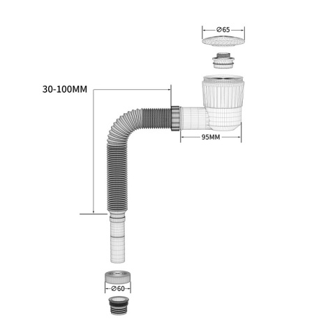 SYFON UMYWALKOWY ŁAZIENKOWY PLASTIKOWY DIEGO-CH