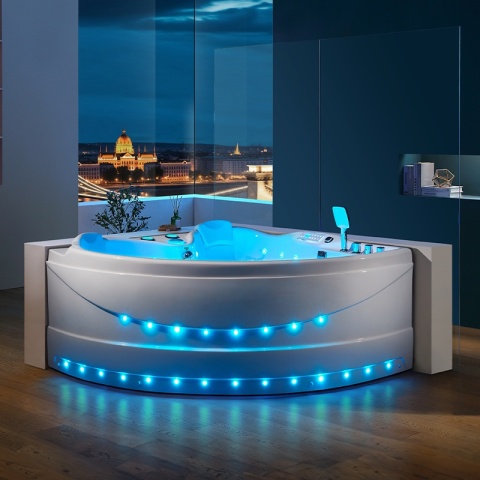 WANNA Z HYDROMASAŻEM ROMA 764 LEWA BIAŁA 150x150 CM