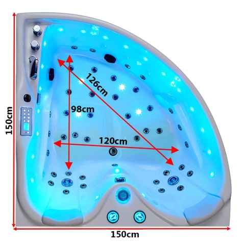 WANNA Z HYDROMASAŻEM ROMA 764 LEWA BIAŁA 150x150 CM