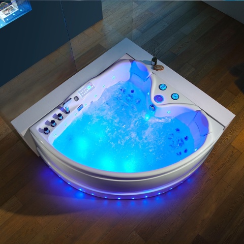 WANNA Z HYDROMASAŻEM ROMA 764 PRAWA BIAŁA 150x150 CM