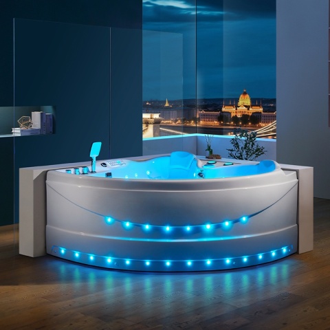 WANNA Z HYDROMASAŻEM ROMA 764 PRAWA BIAŁA 150x150 CM