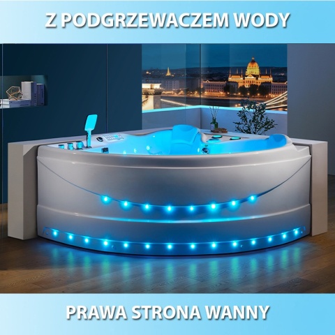 WANNA Z HYDROMASAŻEM ROMA 764 PRAWA BIAŁA 150x150 CM