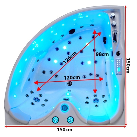 WANNA Z HYDROMASAŻEM ROMA 764 PRAWA BIAŁA 150x150 CM