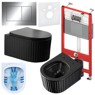 ZESTAW PODTYNKOWY WC STELAŻ TECE MISKA LUMA-BL-RIM-03 PRZYCISK TC-9240401 CHROM