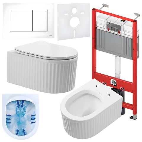 ZESTAW PODTYNKOWY WC STELAŻ TECE MISKA LUMA-WH-RIM-03 PRZYCISK TC-9240400 BIAŁY POŁYSK