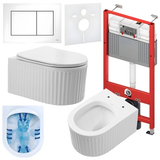 ZESTAW PODTYNKOWY WC STELAŻ TECE MISKA LUMA-WH-RIM-03 PRZYCISK TC-9240417 BIAŁY MAT