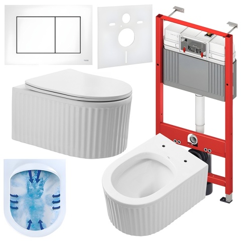 ZESTAW PODTYNKOWY WC STELAŻ TECE MISKA LUMA-WH-RIM-03 PRZYCISK TC-9240417 BIAŁY MAT