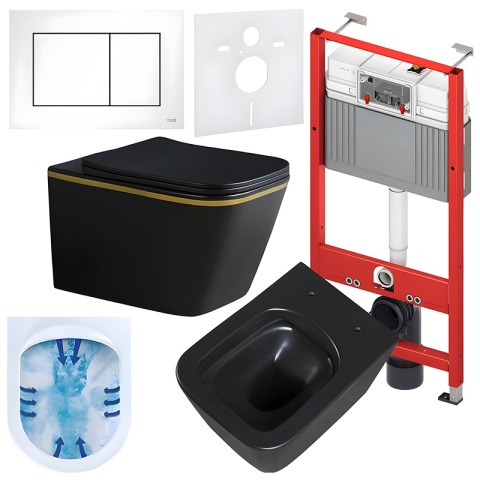 ZESTAW PODTYNKOWY WC STELAŻ TECE MISKA PEAK-WH-GL-RIM-02 PRZYCISK TC-9240417 BIAŁY MAT